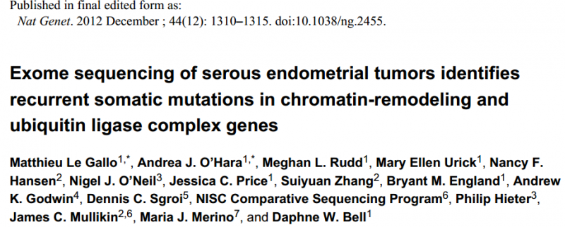  漿液性子宮內膜腫瘤的外顯子組測序鑒定 
