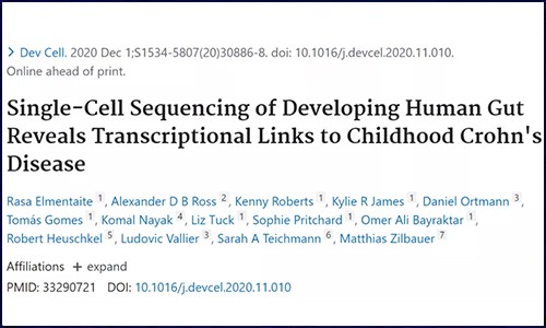 Dev Cell|“胚胎、胎兒、兒童”的腸道單細(xì)胞圖譜，揭示引發(fā)兒童克羅恩病相關(guān)轉(zhuǎn)錄事件