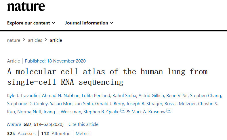 人類肺單細(xì)胞 RNA 測(cè)序的分子細(xì)胞圖譜