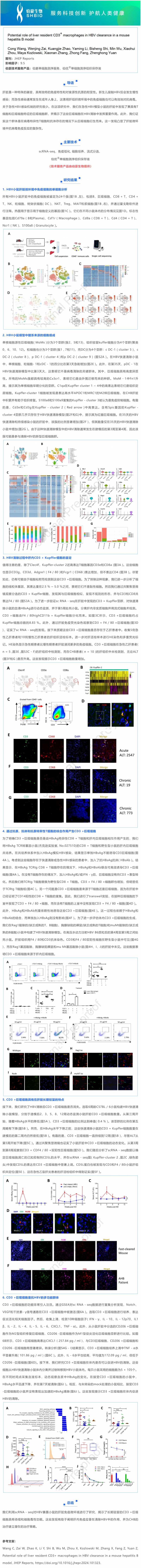 項目文章 _ 肝臟駐留的 CD3 + 巨噬細胞在小鼠乙型肝炎模型中 HBV 清除的潛在作用